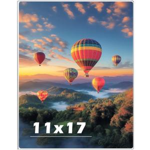 11 x 17 Acrylic Picture Frame, Horizontal/Vertical Clear Photo Frame for Wall with Tape, No Drilling Floating Hanging Frameless Picture Frame, Wall Mount Sign Holder 11x17 for Home, School, Office