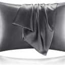 BEDELITE Satin Pillowcase for Hair and Skin, Super Soft and Cooling Similar to Silk Pillow Cases 2 Pack with Envelope Closure, Gift for Women Men(20"x36" King Size, Dark Grey) (King (20x36 Inch))