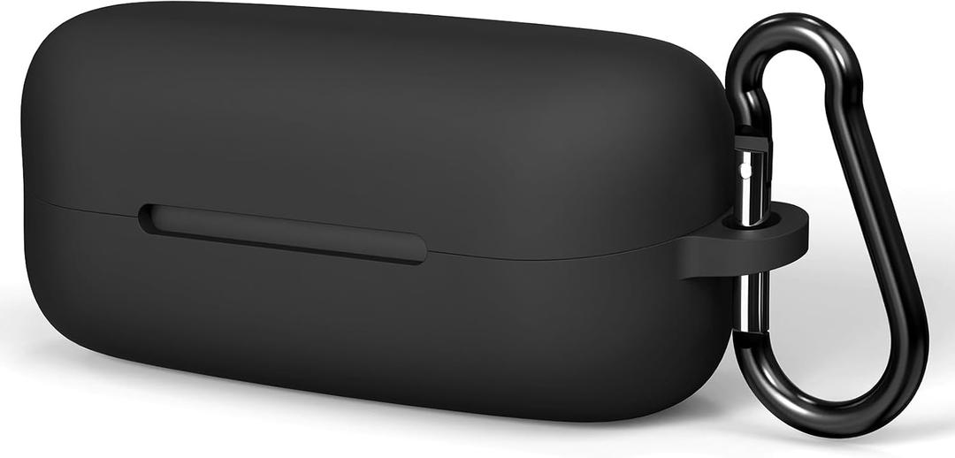 Geekria Silicone Case Cover Compatible with Sony WF-C510 True Wireless Earbuds, Protective Earphones Skin Cover with Keychain Hook, Charging Port Accessible, Front LED Visible (Black)