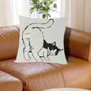 Funny Cat Pillows Decorative Throw Pillows Cover Set of 2,Cute Kitty Gifts for Cat Lovers Linen Pillow Case Decor Covers for Couch Bed Living Room - 18x18 Inches