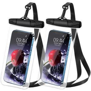 Waterproof Phone Pouch, New Lock Design Waterproof Phone case with Lanyard IPX8 Waterproof Dry Bag Universal Beach Cruise Essentials Black