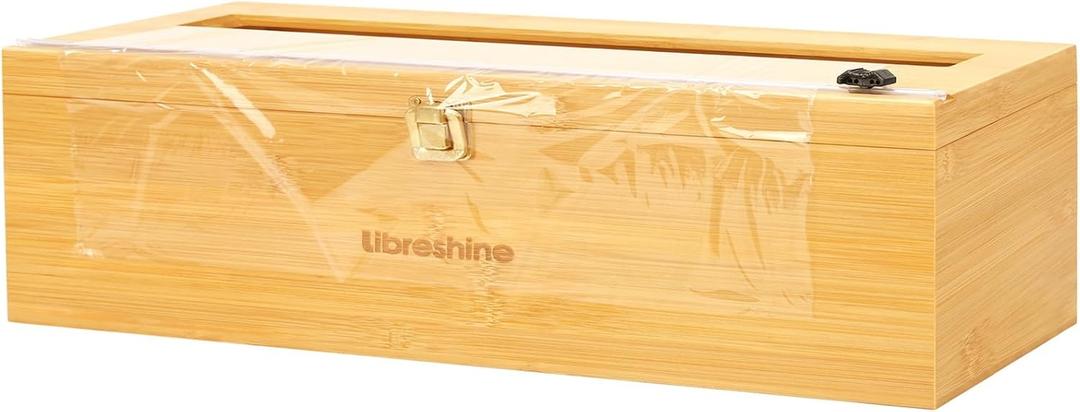 18 Inch Commercial Plastic Wrap Dispenser with Cutter & Roller - Heavy Duty 3000ft Film & 1000ft Foil Holder - Fits Butcher, Freezer, Kraft Paper for Restaurant Kitchen Food Service (Bamboo)