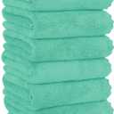 MOONQUEEN 6 Pack Premium Hand Towels - Quick Drying - Microfiber Coral Velvet Highly Absorbent Towels - Multipurpose Use as Hotel, Bathroom, Shower, Spa, Hand Towel 16 x 28 inches (Aqua Green)