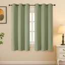 Simplebrand Sage Green Room Darkening Curtains for Bedroom 63 Inch Length 2 Panels Set, Thermal Insulated Energy Saving Curtains for Kids Room, Grommet Solid Nursery Window Treatment Drapes, W40 x L63