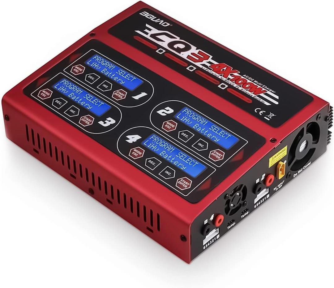 100Wx4/10Ax4 AC/DC 4 Port RC LiPo Charger Discharger Intelligent Balance Charger Quad Multi-Functions for NiMH NiCd LiHV Pb Batteries for Hobby Rc Car Boat Airplane Racing Drone FPV 100Wx4/10Ax4 AC/DC 4 Port RC LiPo Charger Discharger Intelligent Balance Charger Quad Multi-Functions for NiMH NiCd LiHV Pb Batteries for Hobby Rc Car Boat Airplane Racing Drone FPV