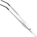 Reptile Feeding Tongs, Stainless Steel Lizard Feeding Tongs, Aquarium Curved Feeding Tweezers for Reptiles with Rubber Tip, Terrarium Feeding Tongs 14.96" L, Black Silver Tone