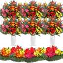 Hotop 4 Set/ 16 Pcs Artificial Tropical Flower Bouquets Bulk for Hawaii Centerpieces Bird of Paradise Lily Bouquet Permanent Flower Tropical Plant Party Office Home Decor (Multiple Color)