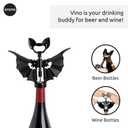 OTOTO Vino Spooky Bat 1 Wine & Beer Opener + Pinot Wine Bottle Opener for Wine Lovers (Bundle of 1)