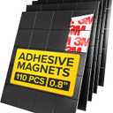 Hyper-Sticky Magnets with Adhesive Backing - 110pcs 0.8x0.08 Strong Magnetic Squares for Whiteboard Fridge - Easy-to-Cut Stickers for Planning and Organization - Teacher Must Have - Teacher Supplies