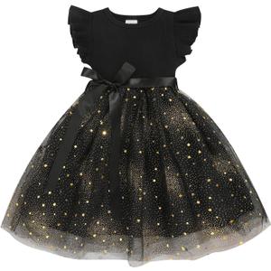 Sinhoon Toddler Girl Tulle Dress Summer Ruffle Sleeveless Baby Girl Fashion Casual Dresses 5T