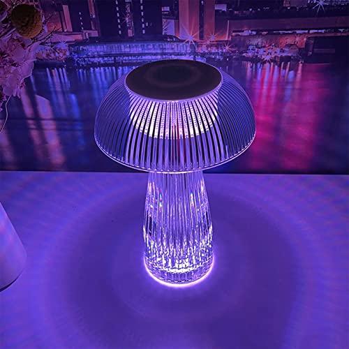 MISNODE Crystal Table Lamp, 16 Color Changing RGB Night Light dimmable Mushroom Lamp, Touch Remote Control Nightstand Lamp, USB Rechargeable Bedside Light for Living Room Bedroom Home Bar Decor