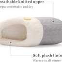 Chantomoo Womens Slipper Warm Comfy Memory Foam House Slippers Knitted Shoes Faux Fur Lined Anti-Skid Rubber Sole Bedroom Cozy Indoor Outdoor Slippers (7-8, Grey)