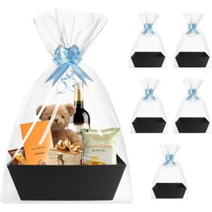 [5pk] Baskets For Gifts Empty - Gift Baskets Empty - Gift Basket empty To Fill, Sturdy Cardboard Market Tray For Holiday, Birthday, Wedding, Christmas, Valentines, Thanksgiving, Easter, Halloween