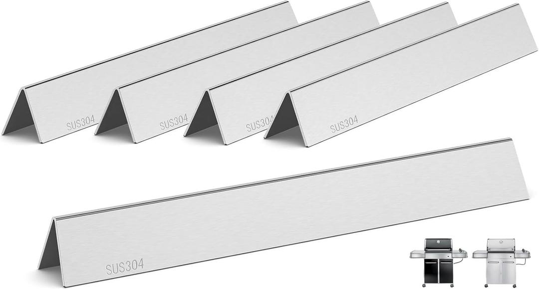 QuliMetal SUS304 24.5 Inch Flavorizer Bars for Weber Genesis 300 Series Grills with Side Controls Knobs, Genesis E310 E320 S310 S320 EP310 EP320, 304 Stainless Steel Heat Plates for Weber 7539 7540