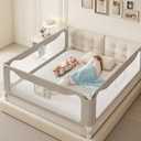 Dr. Pure Queen Size Bed Rail for Toddlers: (3 Pack) 3-Side Protection Bedrail for Queen Bed - Extral Tall Adjustable Child Safety Side Railing Guards for Infants Kids Child(78.7x78.7x59) (Grey)