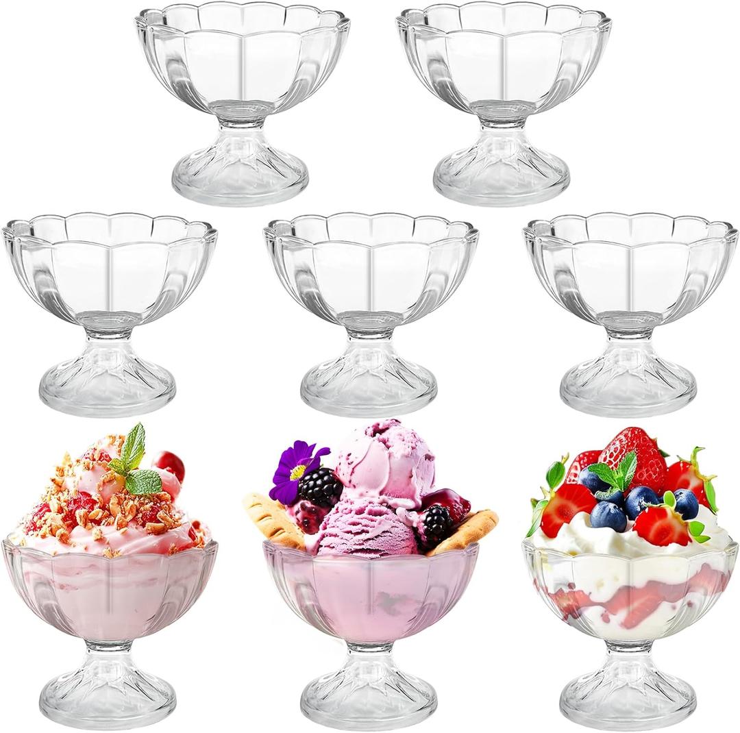 8 oz Ice Cream Dessert Bowl,8 Pack Thickened Acrylic Bowl with Heavy Base,Clear Reusable Plastic Snack Dessert Cups for Party Summer Cookout Food Service