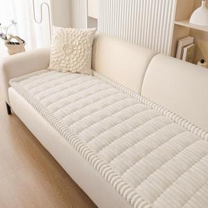 Smiry Couch Cover for Dogs Washable, Non Slip Fuzzy Pet Couch Covers for 3 Cushion Sofa Pet Friendly, Thick Soft Sofa Slipcovers Cushion Protector (White, 27.6" x 59")