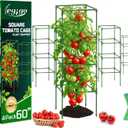 Legigo 4 Pack Square Tomato Cages- 60 Inch Heavy Duty Tomato Trellis for Climbing Plants Outdoor, Tomato Plant Support Stakes Cage Garden Trellis for Garden Raised Garden Bed Cucumbers Vegetables