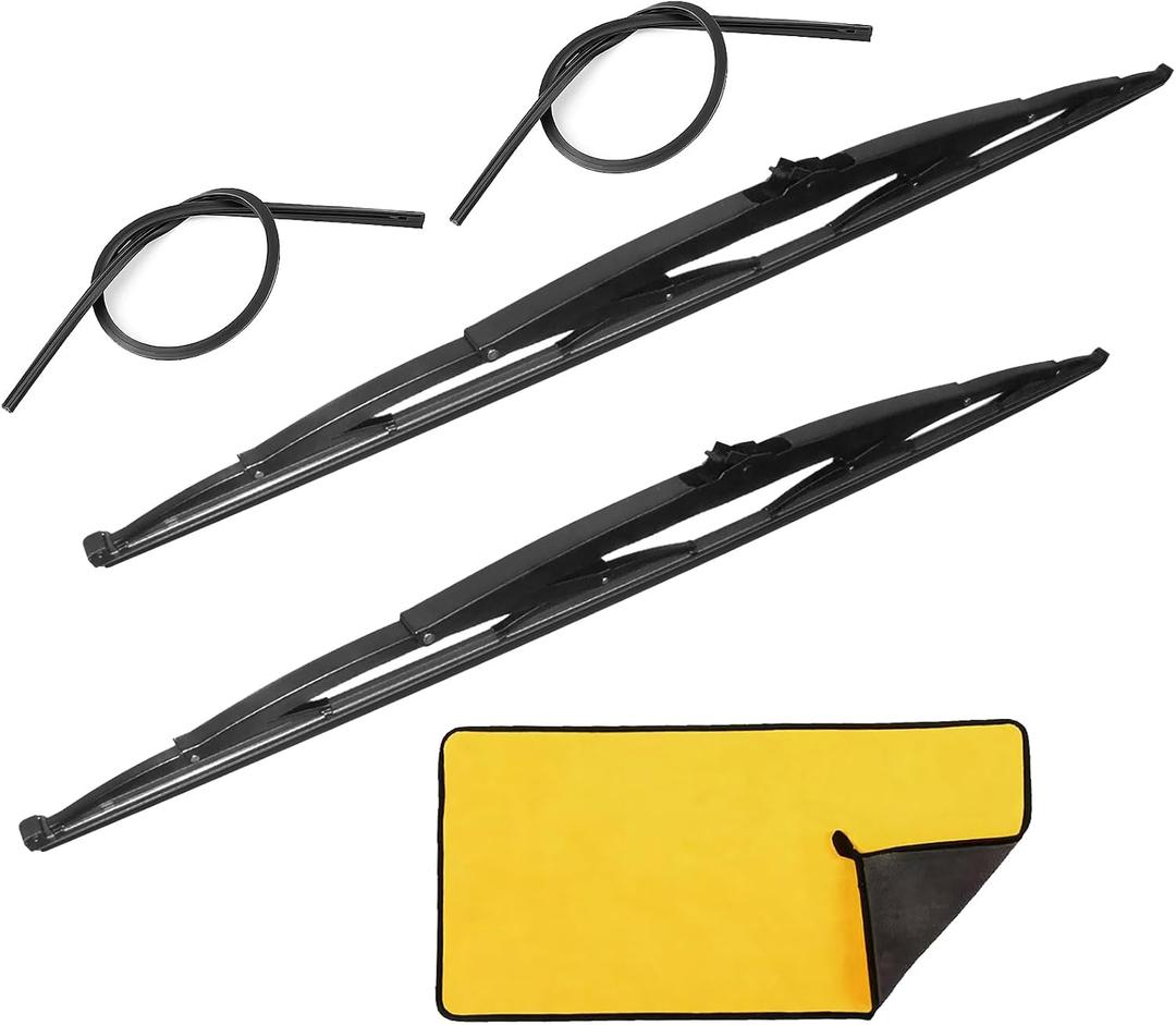 32 Wiper Blades for Rv or Motorhome rv windshield wipers 12mm 9mm J Hook with 1pcs Car wash towel And 2pcs Wiper Blades And 2 Pcs Refills 32"/32"
