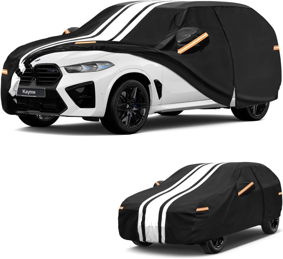 Kayme Heavy Duty Car Cover Custom Fit for BMW X5 (2007-2026), Outdoor Full Exterior Cover with Tape and Towel, Rain Snow Sun UV Protection.