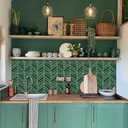 10-Sheet Chevron Peel and Stick Backsplash Tiles 11.4"9", Stick on Backsplash Self Adhesive Wall Tile for Kitchen Bathroom Office, Deep Green