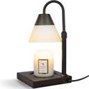 Candle Warmer Lamp, Dimmable Metal Candle Lamp Warmer Height Adjustable, Compatible with Candle and 3 Wick Large Jars Scented Wax for Home Decor (Glass-Black)