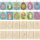 Thyle 24 Pcs Large Easter Wooden Ornamnrts to Paint 6 Inch DIY Blank Unfinished Wood Egg Cutouts for Crafts Hanging Decorations Happy Easter Hallow Egg Rabbit Bunny Butterfly Flower Hen 12 Style
