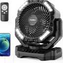 40000mAh Battery Powered Camping Fan, 136Hrs Cooling, Rechargeable Fan High Velocity, Auto 45/90 Oscillation, Remote & Timer Battery Operated Fan for Car Travel RV Garage Patio Hurricane Emergency (D13-Black)