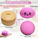 Dumpling Squishies, Glitter Dumpling, Glitter Dumplings Squishy with Box, Dumplings Sensory Squeeze Toy for Stress Relief Stretchy Desk Toys (Pink)