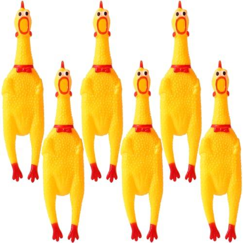 Zddaoole 5 Pcs Large Screaming Chicken Dog Toys,Yellow Rubber Chicken 12 inch,Squeeze Squeaky and Screaming Chicken,Prank Novelty Toy for Kids or Adults