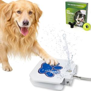 Dog Water Fountain Step On, Outdoor Dog Water Sprinkler for Large Dogs, with Upgrade Copper Valve Set & Stainless Steel Hose, Easy to Use, Fresh Water to Drink