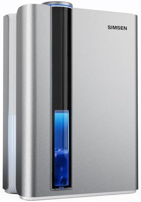 SIMSEN 95oz Dehumidifiers for Home, 800 sq ft Dehumidifier Reusable Filter, Small Dehumidifier with Drain Hose, Dehumidifiers for Bedroom Bathroom Basements Closet RV (01Space Grey)