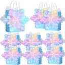 Kolldenn 12 Pack Princess Snowflake Gift Bag Holographic Snowflake Party Favors Gift Bags with Handle Paper Candy Treat Goodie Bags for Holiday Birthday Party Supplies