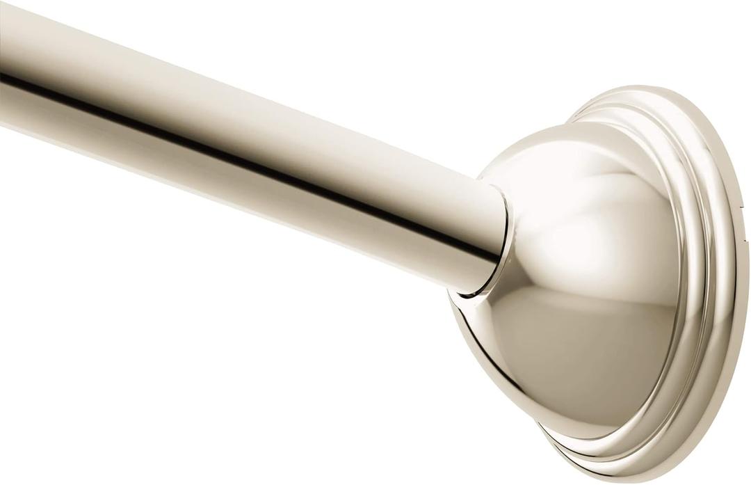 Moen Polished Nickel 54 to 72-Inch Adjustable Length Fixed Mount Single Curved Shower Rod, CSR2160NL