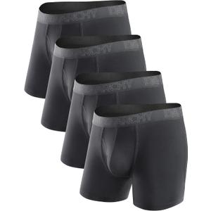 DAVID ARCHY Mens Underwear Boxer Briefs Breathable Soft Moisture-Wicking with Fly Underwear for Men Multipack (Medium, A1, 5.5'', Black, 4 Pack)