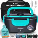 TRAVELISIMO Electric Lunch Box for Adults 100W Heated Lunch Box For Men 1.5L Stainless Steel Portable Food Warmer, 12/24/110V for Travel & Work, Loncheras Eléctricas Para Calentar almuerzo