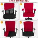 Tallew 4 Pcs Office Chair Covers Set Computer Universal Protective Stretchable Chair Seat Covers Desk Armrest Cover Pads Office Cushion Backrest for Rotating(Regular,Red)