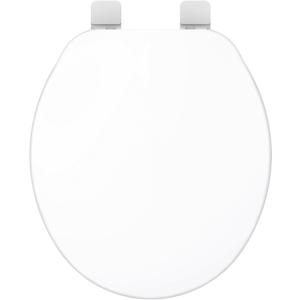 Gerber Round Front Toilet Seat with Cover, Standard Close, Quick & Easy Install, Heavy-Duty Plastic, Durable & Fade-Resistant, White GC55012043