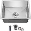 20x16 Inch Kitchen Sink, Commercial Grade 304 Stainless Steel Sink, 9" Deep Single Bowl, Compact Undermount Sink, Tight Radius Corners, for Modern Kitchen,Bar,Outdoor