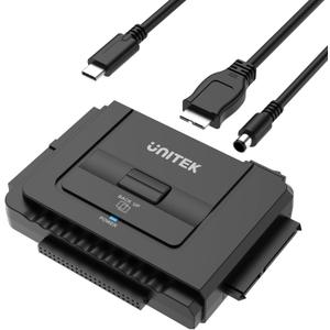 Unitek USB C to IDE and SATA Converter External Hard Drive Adapter Kit for Universal 2.5/3.5 HDD/SSD Hard Drive Disk, One Touch Backup Function, Included 12V/2A Power Adapter