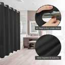 River Dream No Hook Hotel Cloth Black Shower Curtain Microfiber Waterproof - Soft Fabric Shower Curtain or Liner Washable, Black, 71x74