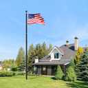 25FT Telescoping Flag Pole Kit, 14 Gauge Heavy Duty In Ground Telescopic Flag Poles with 3x5 American Flag, Outdoor Old Glory Flagpole Kits for Outside, Yard, Residential or Commercial