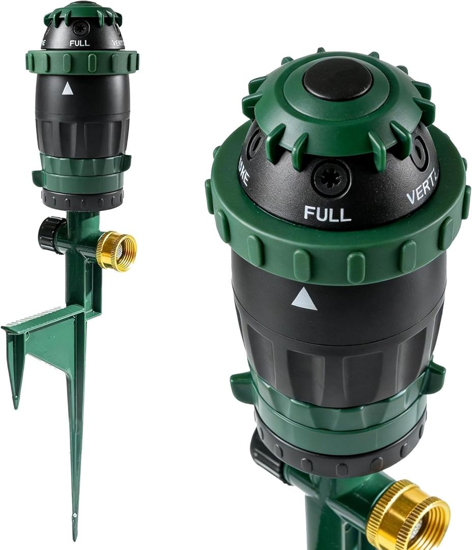 Hourleey Gear Drive Sprinkler for Yard, Heavy Duty 5-Pattern 360 Degree Rotary Water Sprinkler with Spike Base, Durable Lawn Sprinkler with 3/4 Inch Adapters for Large Area Garden