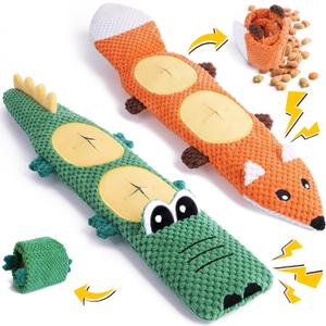 XIUGOAL Dog Toys for Aggressive Chewers, 2 Pack No Stuffing Squeaky Chew Toys for Boredom and Teething, Interactive Dog Toys for Small, Medium Breed to Keep Them Busy