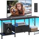SONGMICS BELLAH Collection - TV Stand for TVs Up to 70 Inches, Media Console Table and Entertainment Center Unit for Living Room, with Shelves and Drawer, Steel, Modern, Ink Black ULGS131B101S