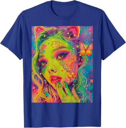 Lime Green Girl Harajuku Aesthetic Graphic T-Shirt, Royal  Blue, Men, S