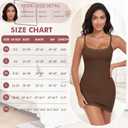Women Full Slip for Under Dress Adjustable Strap Slip Dress Sexy Lace Soft Slips Nightgown Lingerie Dress (Brown, XXL)
