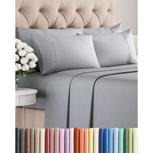 King 6 Piece Sheet Set - Comfy, Breathable & Cooling - Hotel Luxury Bedding for Women, Men, Kids, Teens & Children - 1 Flat & 1 Fitted Sheet & 4 Pillowcases w/ Deep Pockets - Wrinkle Free - Steel Blue