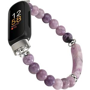 Crystal Beads Stretch Watch Band Compatible for Fitbit Inspire 3, Handmade Good Luck Stone Beaded Band for fitbit inspire 3
