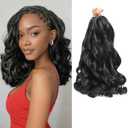 French Curl Braiding Hair 14 Inch Natural Black Curly Braiding Hair 8 Packs Pre Stretched French Curl Braids Loose Wavy Synthetic Hair Extensions for Black Women (14 inch 8 packs)